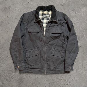 Y2K Kirra Sherpa Lined Black Jacket Flannel Lined Mend Size XL